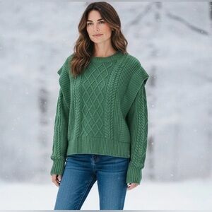 Aritzia Green Cable Knit Sweater